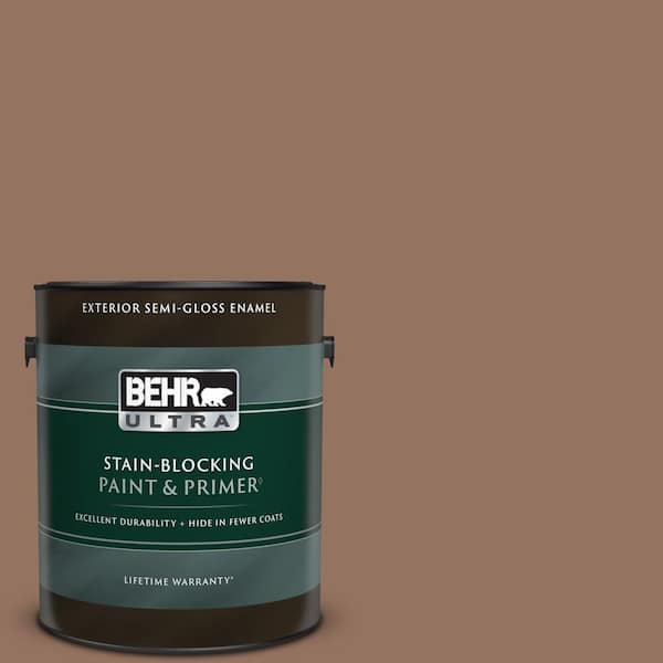 BEHR ULTRA 1 gal. #BXC-84 Corral Brown Semi-Gloss Enamel Exterior Paint & Primer