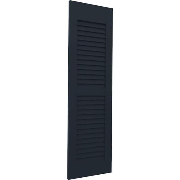 Ekena Millwork 18 in. W x 72 in. H Americraft 2-Equal Louver Exterior Real Wood Shutters Pair in Starless Night Blue