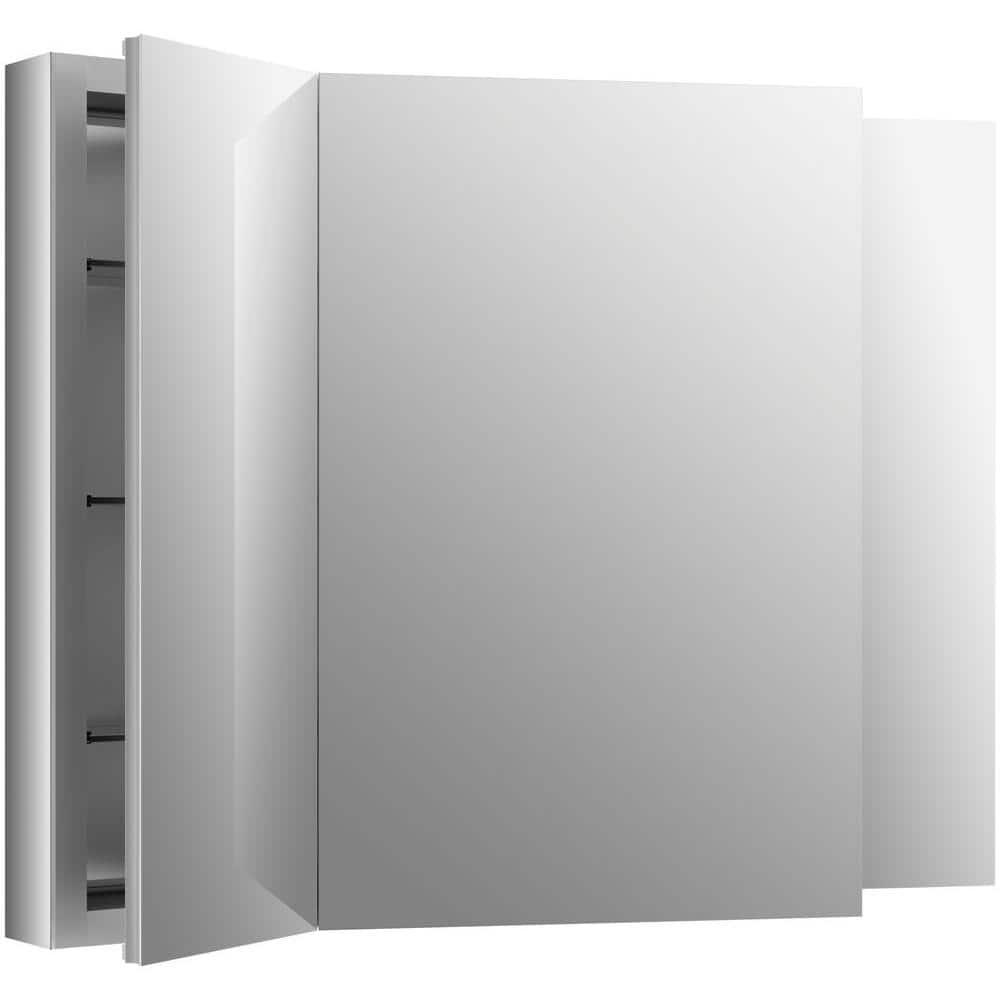 Verdera 40" x 30" Frameless Aluminum Triple-Door Medicine Cabinet with Adjustable Shelves