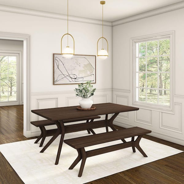 PLANK+BEAM Verso Scandinavian Walnut Wood 72 in. Cross Leg Dining