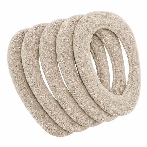5 Pack Thicker Round Soft Warmer Stretchable Washable Knit Toilet Seat in Beige