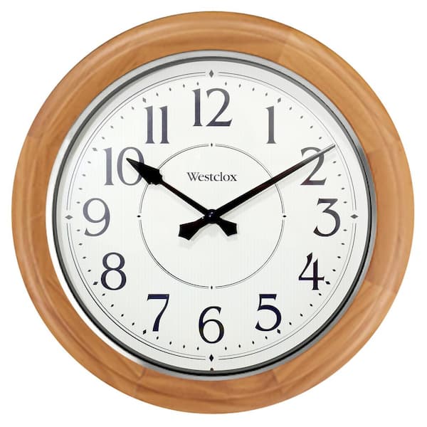 Westclox Traditional Analog Quartz Accuracy 12.5” Wood Wall Clock with Quiet Sweep Movement and Decorative Metal Hands.