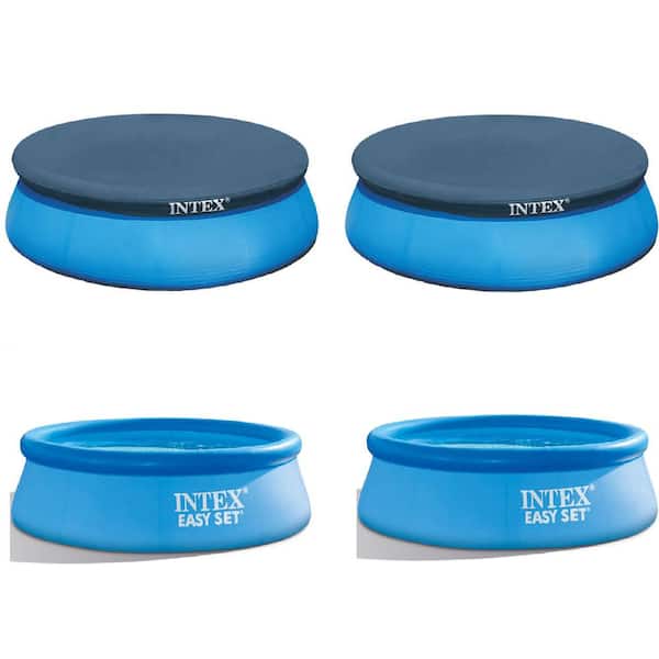 Intex 8 ft. Round 30 in. D Inflatable Pool Set 2 with Swimming Pool Cover 2