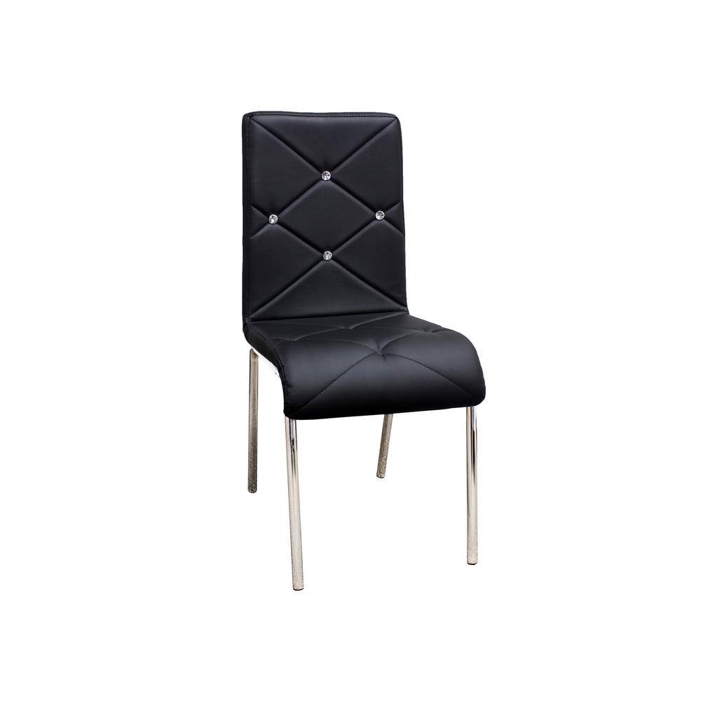 Black Glass and Chrome 5-Piece Dinette Set with Faux Leather Chairs
