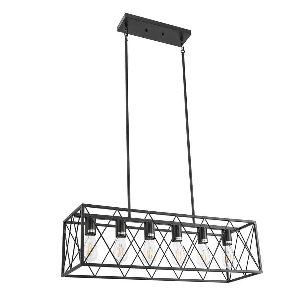 Briignite 6-Light Modern Rectangle Chandelier for Dining Room