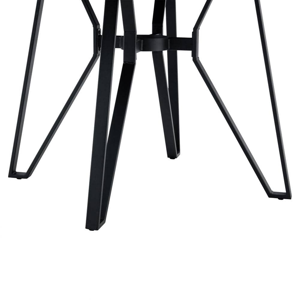 Brown Wood Round Dining Table with Metal Hairpin Legs