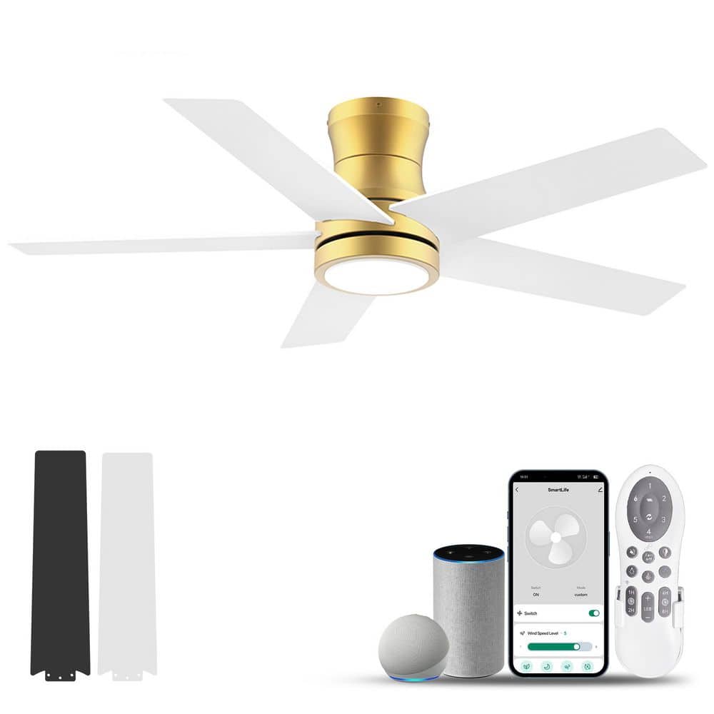 42 in. Smart Outdoor Indoor Gold Standard Flush Mount Ceiling Fan with Lights Remote,Control by Voice WIFI Alexa App price history on PriceWatchPro
