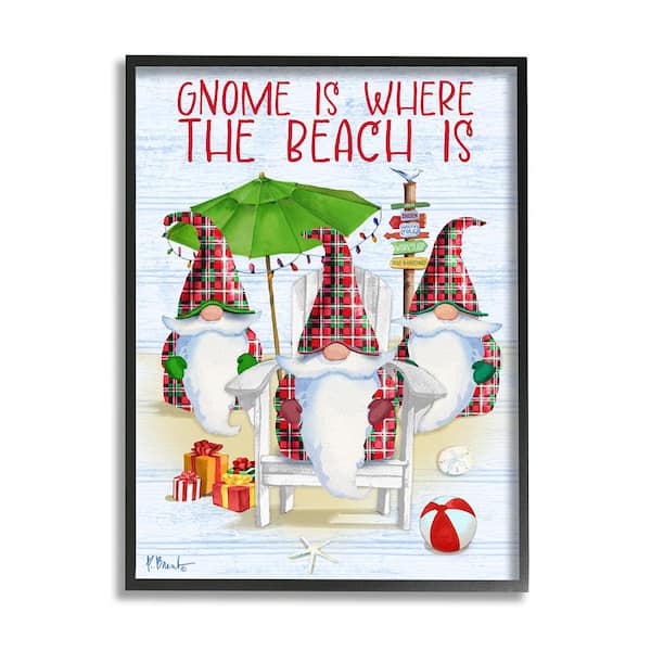 Stupell Industries Tropical Christmas Gnomes by Paul Brent 1-Piece Framed Graphic Print Fantasy Poster Art Print 20 in. x 16 in.