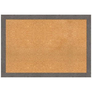 Rustic Plank Grey 39.38 in. x 27.38 in. Narrow Framed Corkboard Memo Board