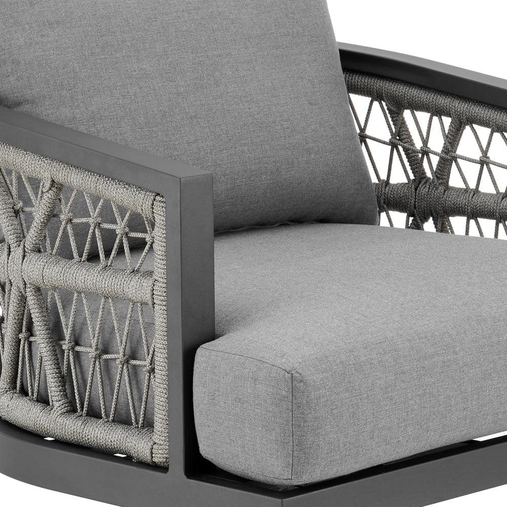 Zella 33" Light Gray Aluminum Swivel Patio Armchair with Cushions