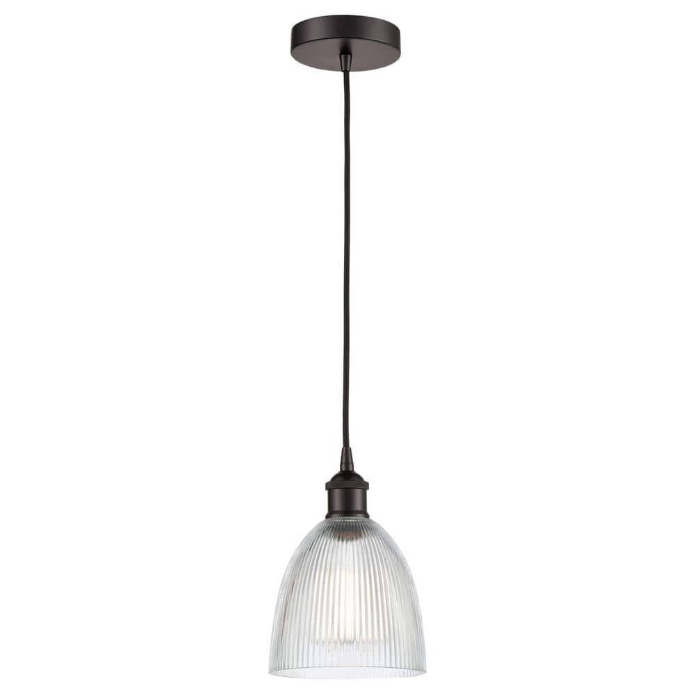 Castile 60-Watt 1-Light Oil Rubbed Bronze Standard Mini Pendant Light with Clear Glass Shade, No Bulbs Included price history on PriceWatchPro