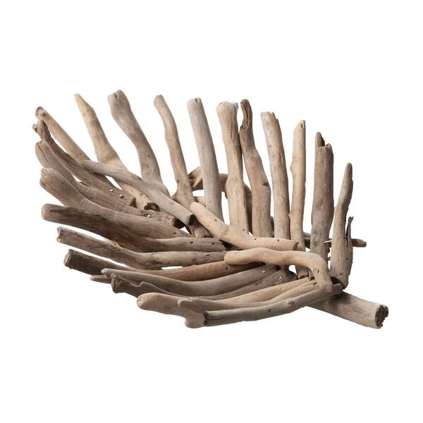 Titan Lighting Driftwood Leaf 12 in. x 8 in. x 3 in. Wooden Decorative Tray in Natural