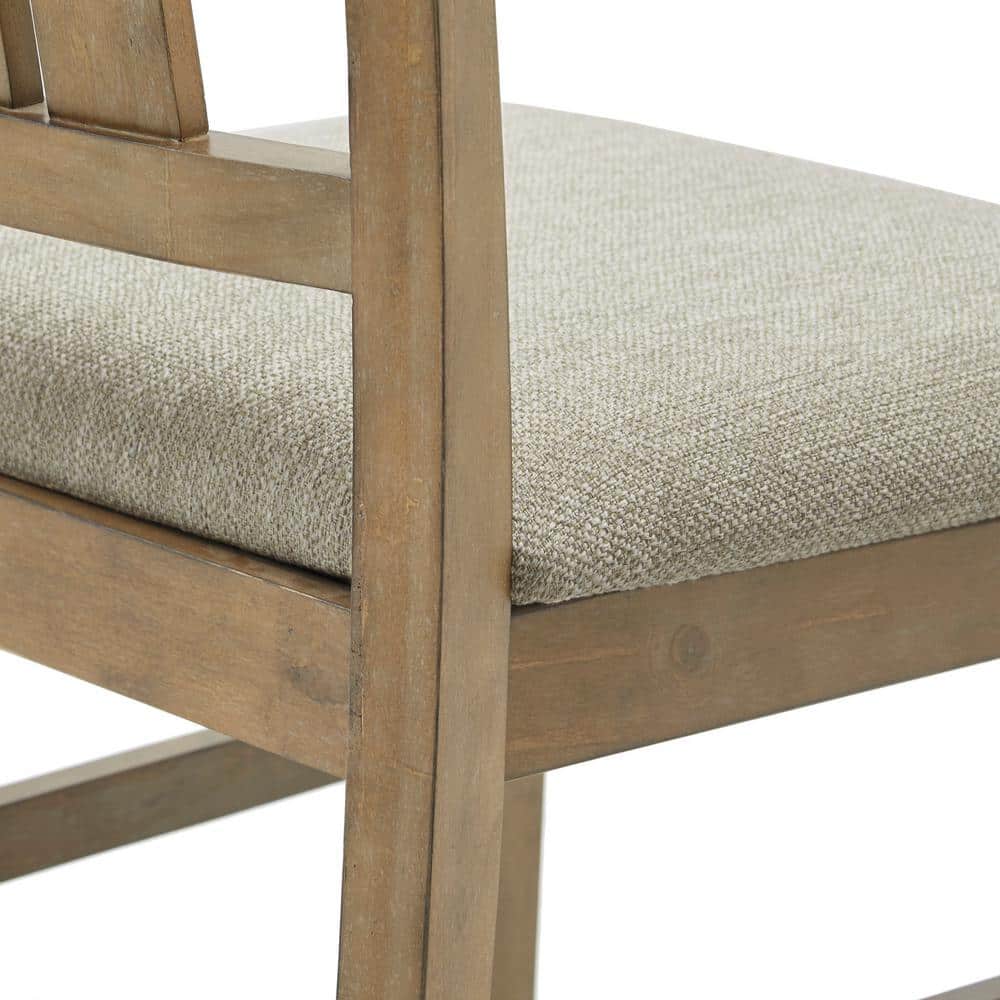 Gray Upholstered Linen Side Chair with Pinewood Frame, Set of 2