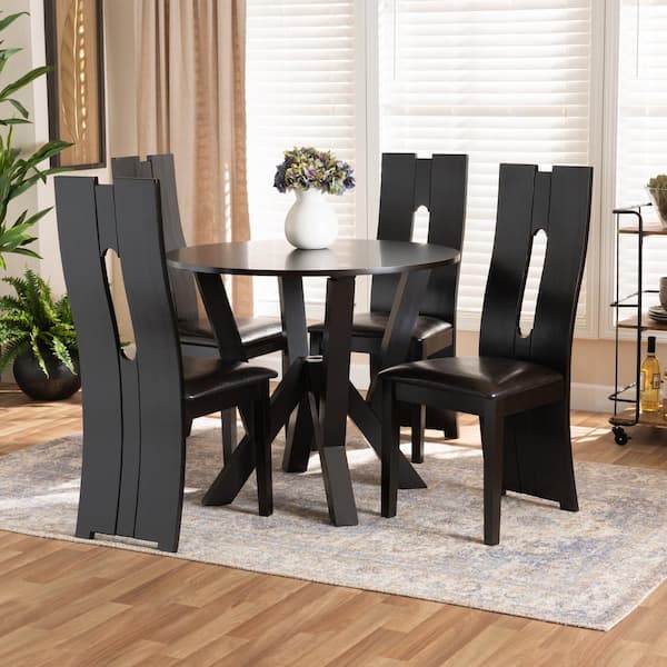 Baxton Studio Senan 5 Piece Dark Brown and Espresso Brown Dining