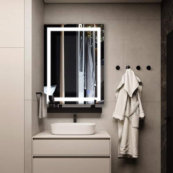 Maincraft 28 in. W x 36 in. H Rectangular Frameless Anti-Fog Wall Mounted LED Light Bathroom Vanity Mirror in Silver
