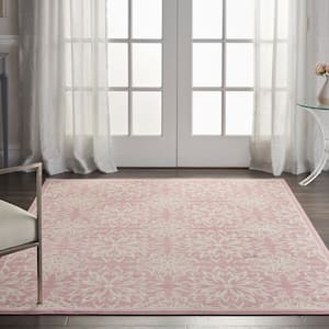 Jubilant Ivory/Pink 5 ft. x 7 ft. Moroccan Farmhouse Area Rug