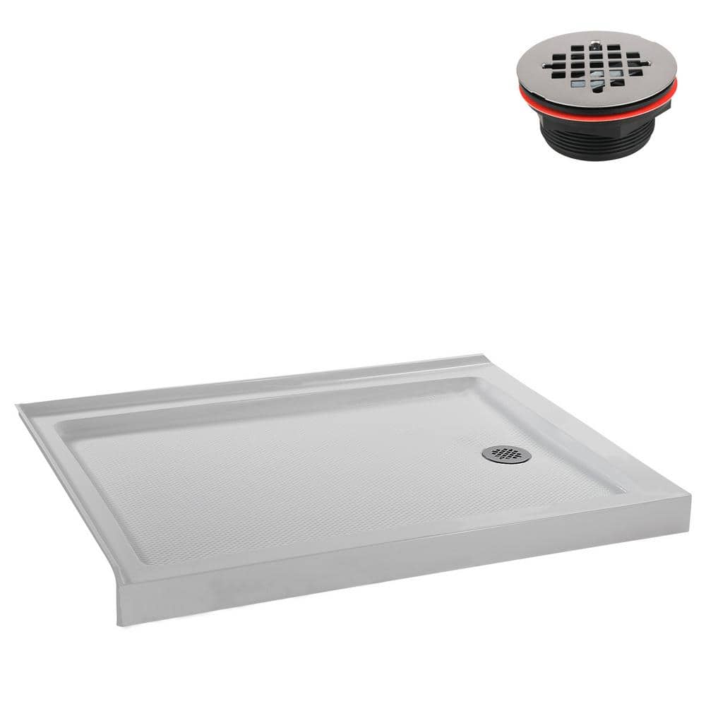 48'' Glossy White Rectangular Acrylic Shower Base with ABS Drain
