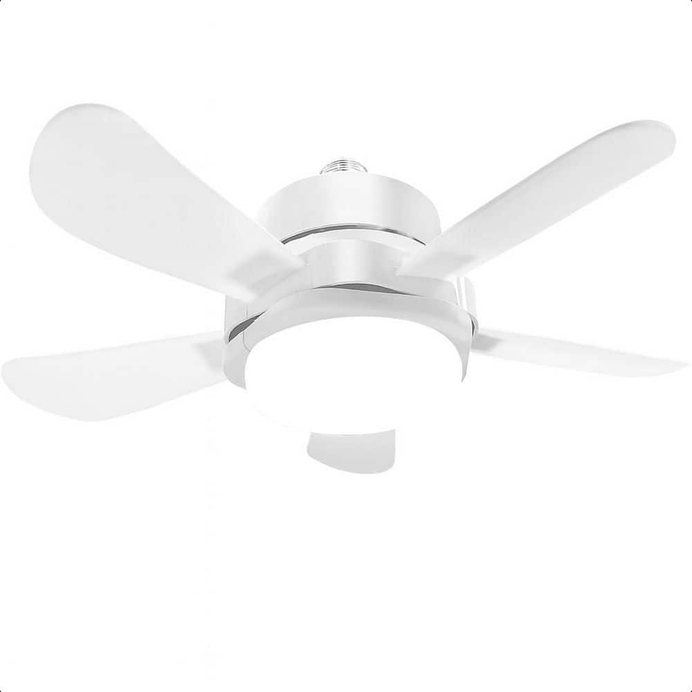 BeamBox 15.8 in. White Flush Mount Ceiling Fan with Standard Light and ...