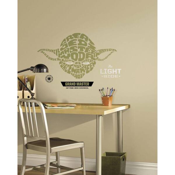 RoomMates 19 in. Multi Color Star Wars Typographic Yoda Peel and Stick Giant Wall Decals