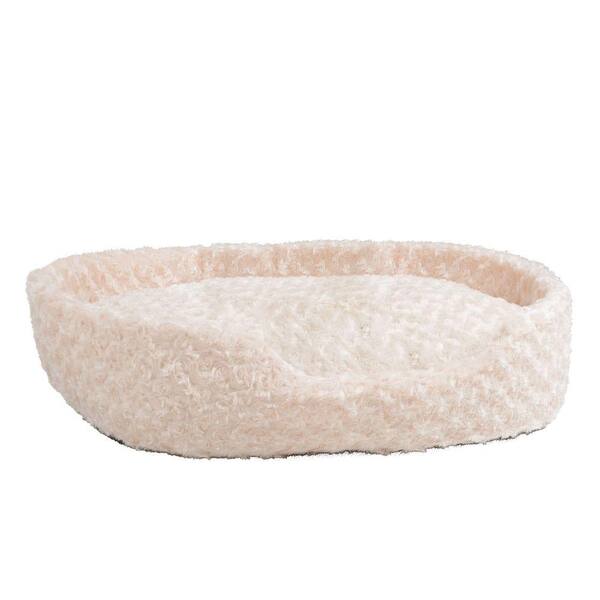 PAW Large Ivory Cuddle Round Plush Pet Bed