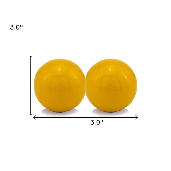 HomeRoots Yellow Enameled Aluminum Spheres (Set of 2)