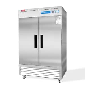 54 in W, 49 cu.ft. Double Door Commercial Freezer with Stainless Steel, -8-0°F.
