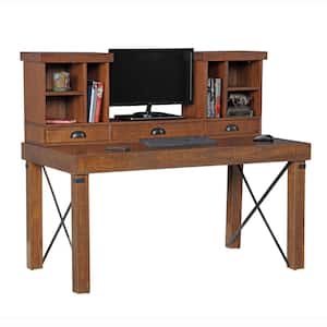 Industrial Collection 60 in. Rectangular Hewn Pallet Writing Desk with Hutch