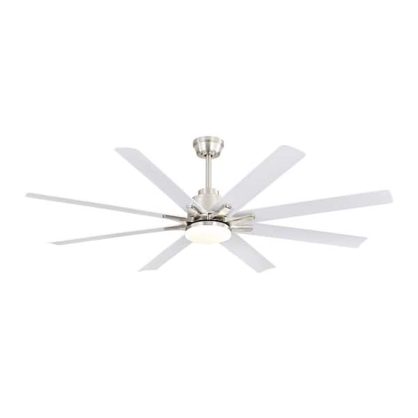 66 in. Smart Indoor/Outdoor Nickel Modern Ceiling Fan with Dimmable LED Light and Remote Control
