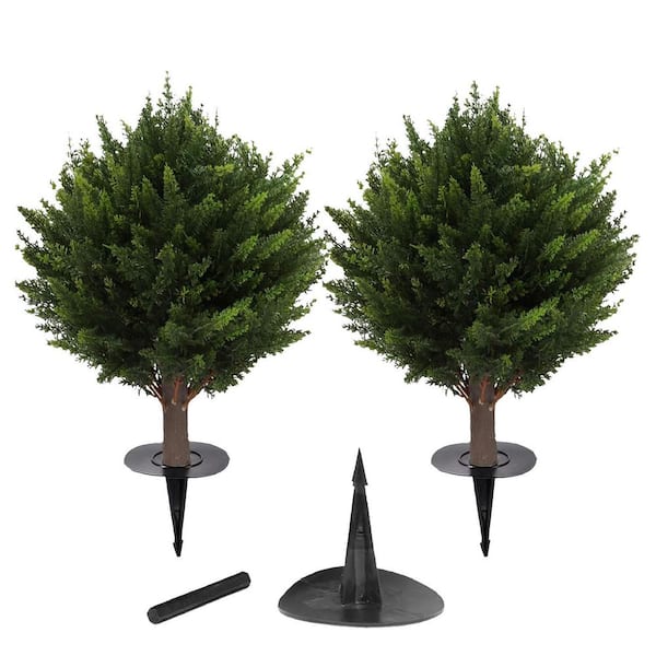 Afoxsos 18.89 in. H Artificial Cypress Topiary Set of 2 - UV-Resistant, Lifelike, Easy to Install