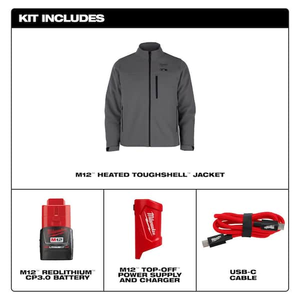 The MILWAUKEE® shops HEATED JACKET Gray XL M12 - WITHOUT Battery and Charger