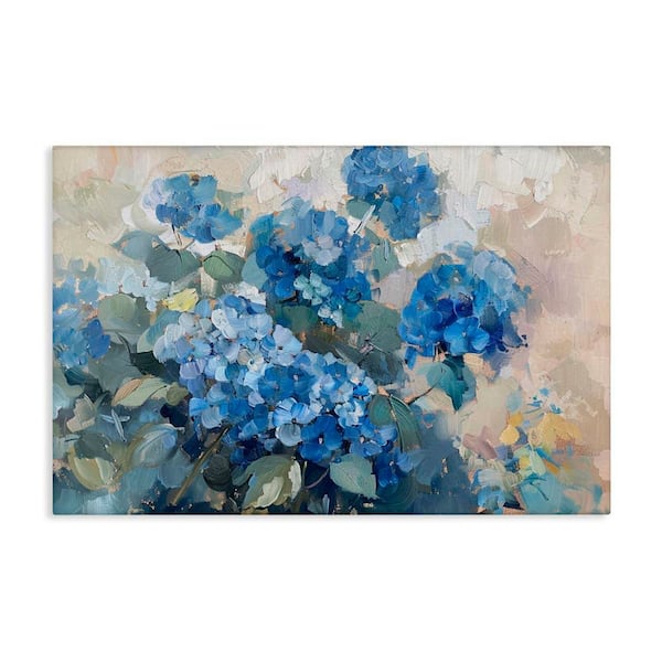 Blue Hydrangeas Impression by LSR Design Studio Unframed Nature Graphic Art Print 16 in. x 24 in.