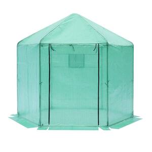 9.4 ft. W x 9.4 ft. D x 8.2 ft. H Plastic Green Walk-in Greenhouse, Hexagonal Planter with Waterproof Insulation