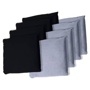 Regulation Sized Cornhole Bag Set- Durable Canvas Bags with Moisture Proof Plastic Lining (8-Pack, Black/Grey)