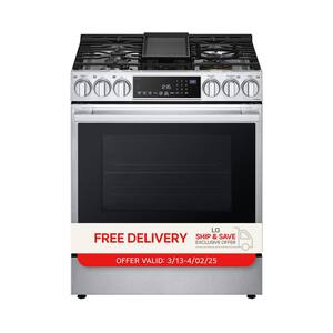 STUDIO 6.3 cu. ft. SMART Slide-in Gas Range in Stainless Steel with ProBake Convection, Easy Clean, Instaview & Air Fry