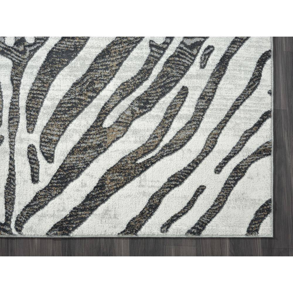 Gray Floral 6' x 9' Stain-Resistant Synthetic Area Rug