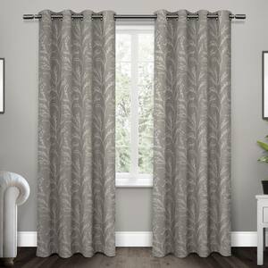 Kilberry Ash Grey Nature Woven Room Darkening Grommet Top Curtain, 52 in. W x 84 in. L (Set of 2)