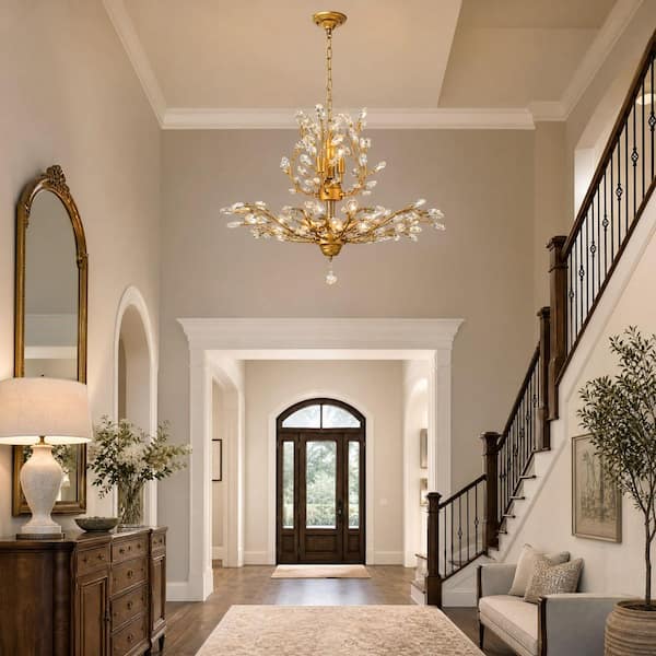 Genoci 8-Light Gold Vintage Dimmable Empire Chandelier for Kitchen
