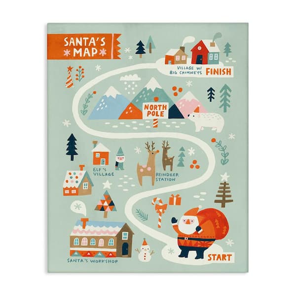 Jolly Map of North Pole by Irene Chan 1-Piece Unframed Graphic Religious Art Print 20 in. x 16 in.