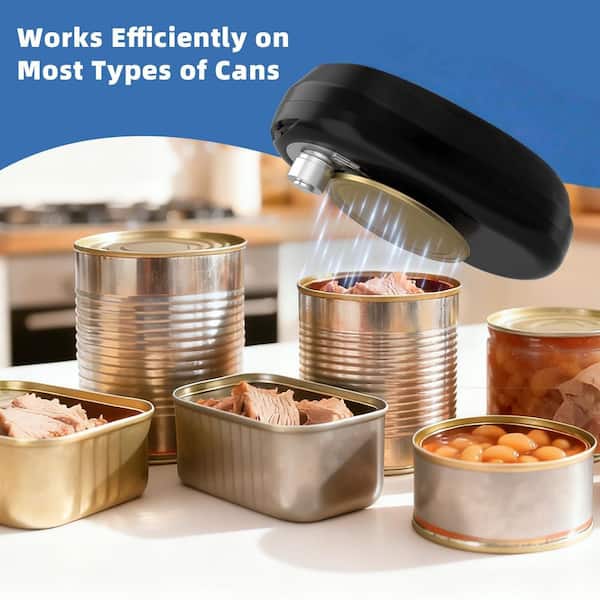 Wudkey Black Electric Bottle Can Opener, 1-Touch Automatic Can Opener, Hands-Free, Smooth Edge, Compact, Food-Grade Blade
