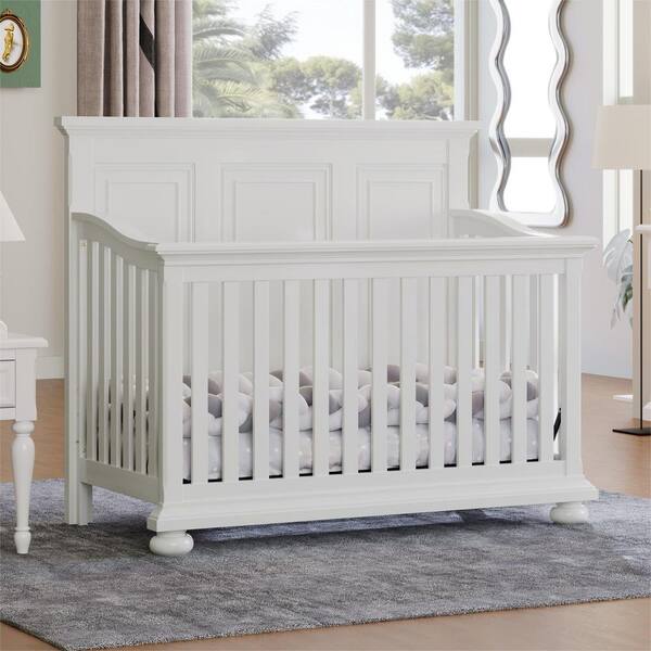 White Traditional Style 4 in 1 Full Size Convertible Crib Converts to Toddler Bed Daybed and Full Size Bed