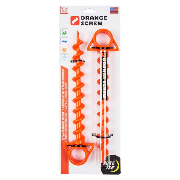 Orange Screw Ultimate Ground Anchor-Large-2 Pack-Bright Orange