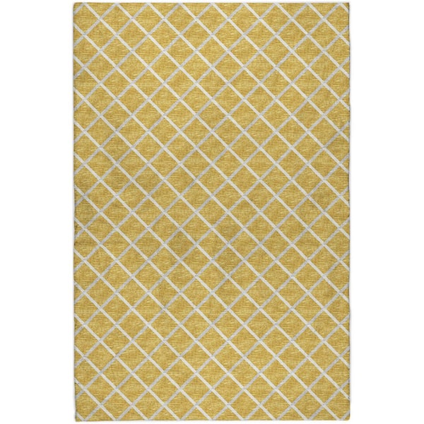 Dream Shag Premium Machine Washable Abstract ADS140 Gold 9 ft. x 12 ft. Area Rug