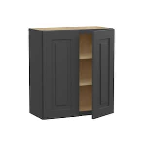 Grayson Deep Onyx Painted Plywood Shaker Assembled Wall Kitchen Cabinet Soft Close 27 in W x 12 in D x 30 in H