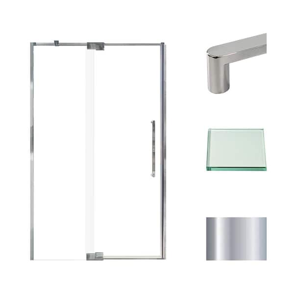 Transolid Irene 48 in. W x 76 in. H Pivot Semi-Frameless Shower Door in ...