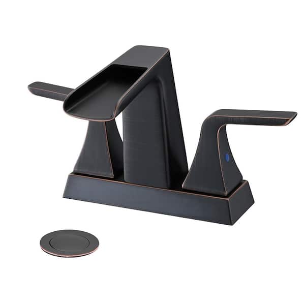 PROOX 4 in. Centerset 2Handle Waterfall Spout Bathroom Faucet with Pop