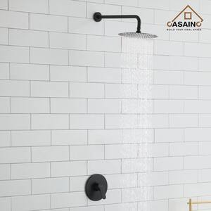 Luxury 1-Spray Patterns with 2.5 GPM 10 in. Round Wall Mount Rain Fixed Shower Head in Matte Black