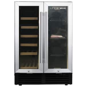 Dual Zone 19-Bottle Built-in or Freestanding Wine Cooler with Glass Door and Temperature Memory Function