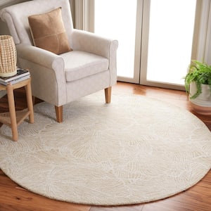 Ebony Gold/Ivory 6 ft. x 6 ft. Floral Round Area Rug