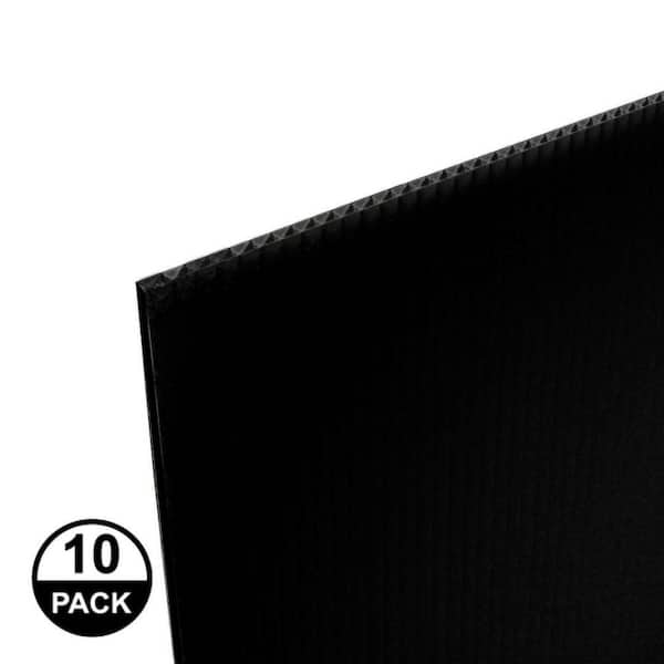 Coroplast 48 in. x 96 in. x 0.157 in. (4mm) Black Corrugated Twinwall Plastic Sheet (10-Pack)