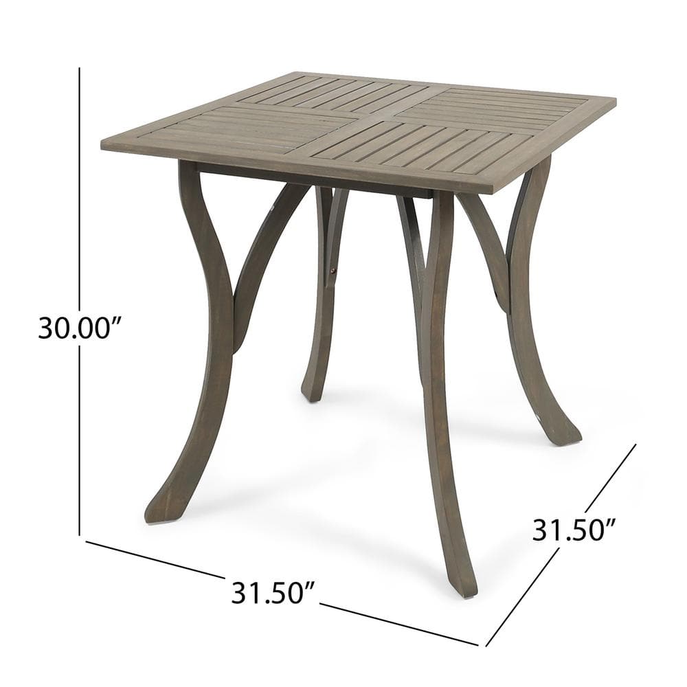 Petite Gray Acacia Wood Square Dining Table